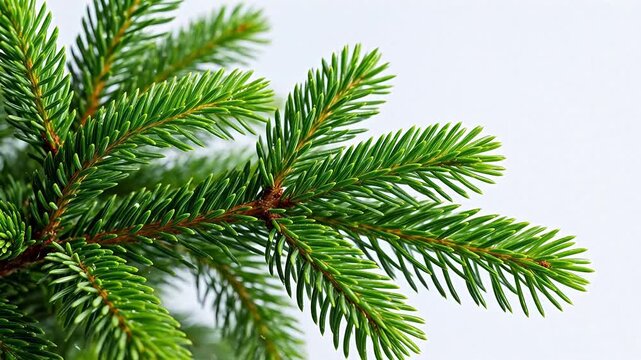Closeup of green pine tree branch