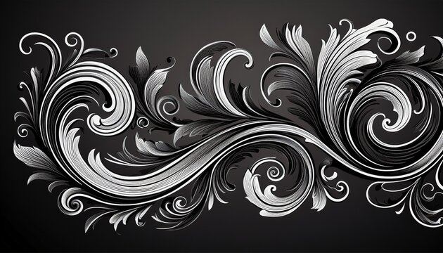 Black Isolate Swirl Vintage Decorative Element