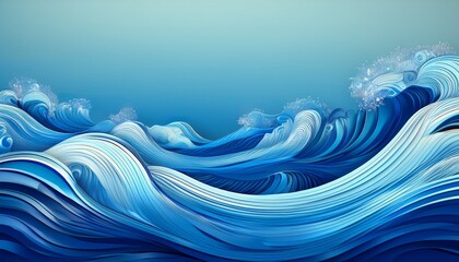 World Oceans Day Banner With Stylized Blue Ocean Waves On A Gradient Background