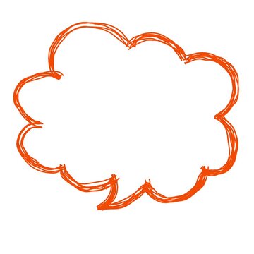 Hand drawn orange cloud speech bubble animation with scribble texture