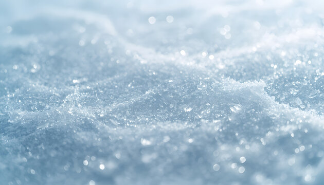 Sparkling Blue Ice Crystal Bokeh Background with Frozen Winter Texture and Soft Light