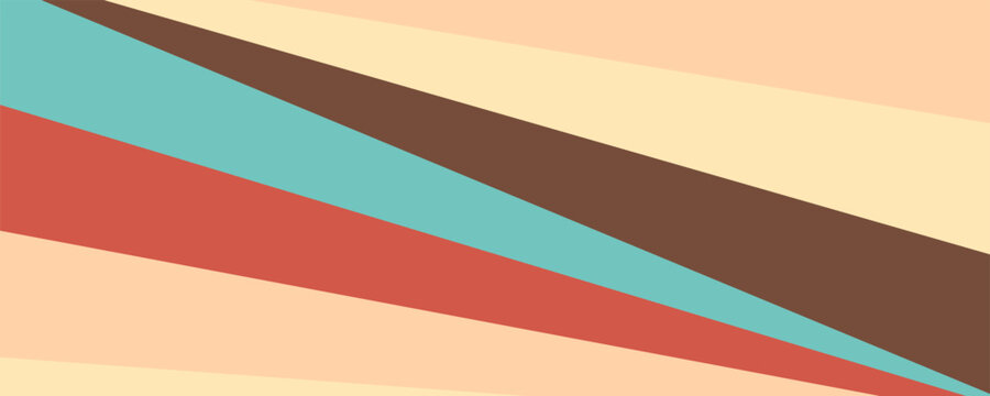 Abstract colorful 70s background vector. Vintage retro wallpaper with rainbow stripes and wavy lines. A 1970 color illustration suitable for posters, banners, decorative items and wall art.