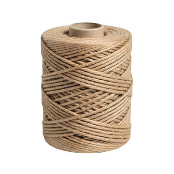 Natural jute twine spool for crafting and packaging isolated on transparent background