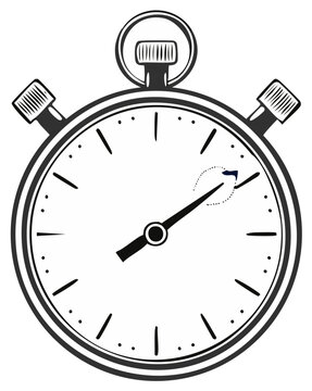 Classic stopwatch with analog dial and hands indicating elapsed time