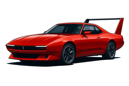 Roter Retro Rennwagen mit gro&szlig;em Heckfl&uuml;gel