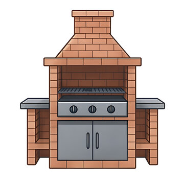 Gemauerter Gartengrill mit integriertem Gasgrill