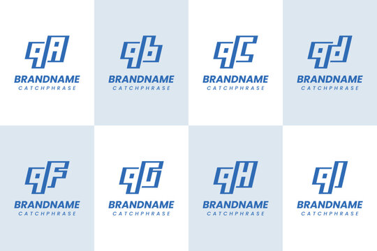 Letters QA QB QC QD QF QG QH QI Monogram Logo Set