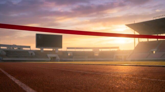 Serene Stadium Track at Sunset with Barrier