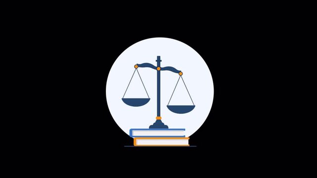 Animated Scales of Justice Resting on Law Books - Transparent