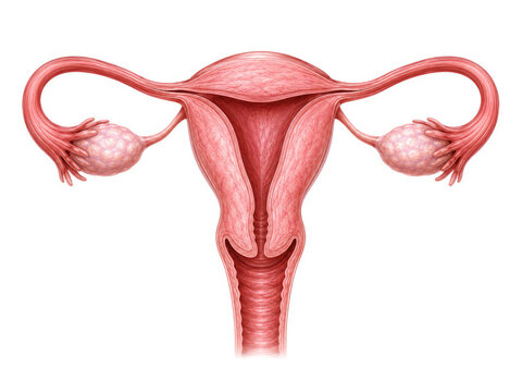 Female Reproductive System Anatomy &ndash; Detailed Uterus and Ovaries Medical Illustration