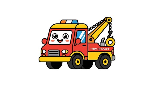 Bright yellow cartoon delivery truck with packages.