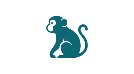 Teal monkey logo sitting profile. © Nur