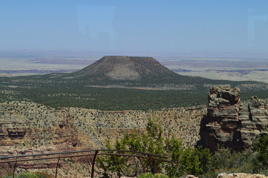 Flat-Topped Butte Rising from Desert Plateau, Grand Canyon Area