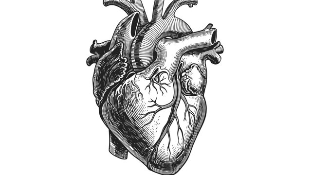 Vintage Engraved Human Heart Illustration