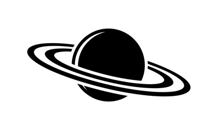 Minimalist Black Planet Saturn Icon Illustration © kiki__