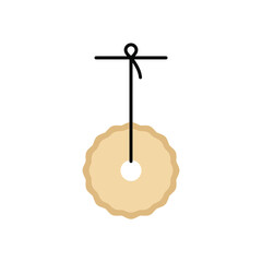 Isolated stick figure balancing on a unicycle with a textured yellow wheel, simple playful illustration © Samantha