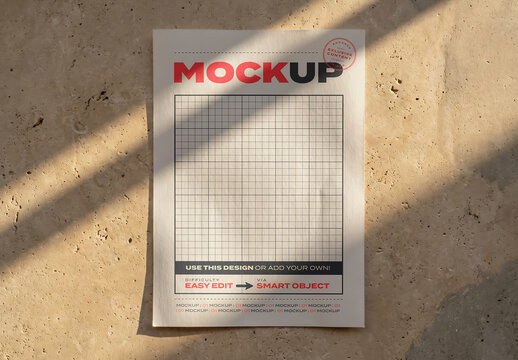 A4 Page Mockup on Marble Floor