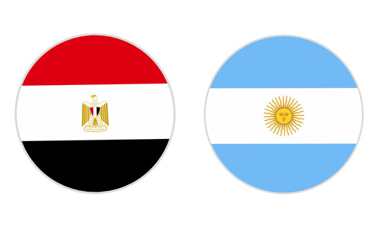 round shape of egyptian flag and argentinian flag with transparent background