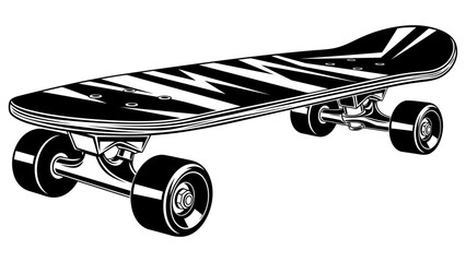 Black and White Skateboard Illustration © kiki__