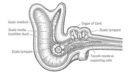 Anatomical Diagram of the Human Cochlea Cross Section © kiki__