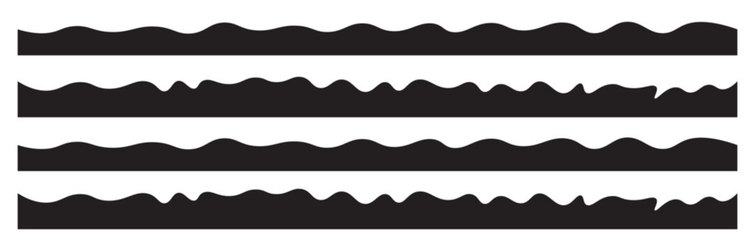 Collection of five flat black decorative scalloped borders and wavy trim edges