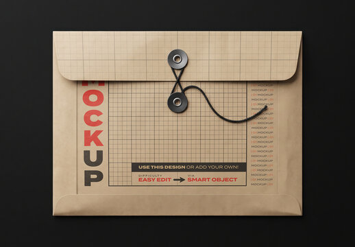Horizontal Envelope with String Closure Mockup