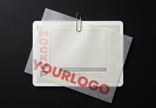 Horizontal Paper with Tracing Paper on Top Mockup