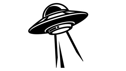 Black and White UFO Flying Saucer Vector Illustration © kiki__