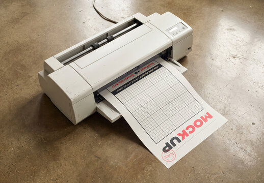 Printer Printing Page Poster Mockup
