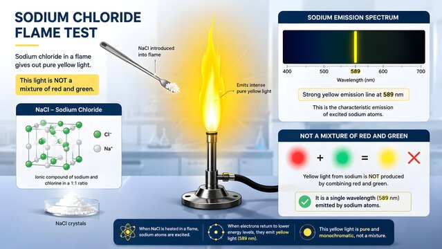 Sodium Chloride Flame Test Pure Yellow Light Scientific Chemistry Infographic Vector