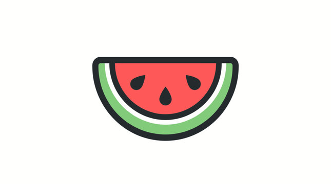 Fresh Watermelon Slice Icon, Summer Fruit, Healthy Food, Isolated