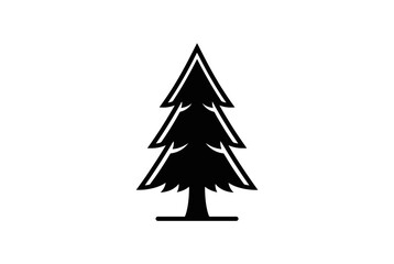 Obraz premium Minimalist Black Pine Tree Icon Silhouette on White Background