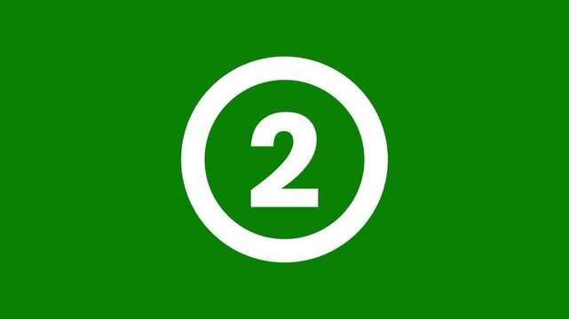 4k modern circular 3-second countdown timer 0 to 2 loop, minimalist progress bar animation on green screen for easy chroma key compositing