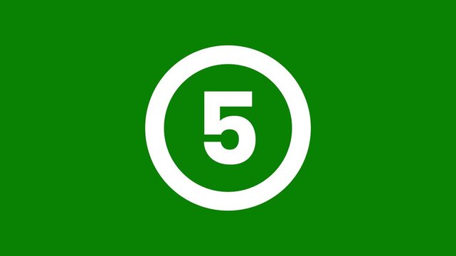 4k modern circular 10-second countdown timer 10 to 1 loop, minimalist progress bar animation on green screen for easy chroma key compositing