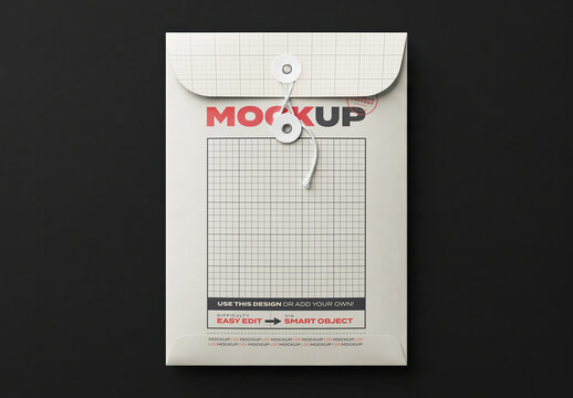 Vertical Envelope with String Closure Mockup