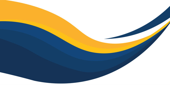 Blue and yellow abstract wave vector background, modern corporate wavy design template with white copy space.