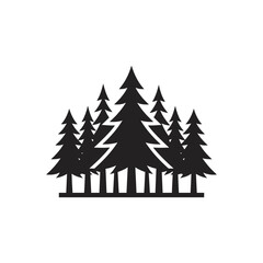 Obraz premium Minimalist Evergreen Forest Silhouette Icon on White Background