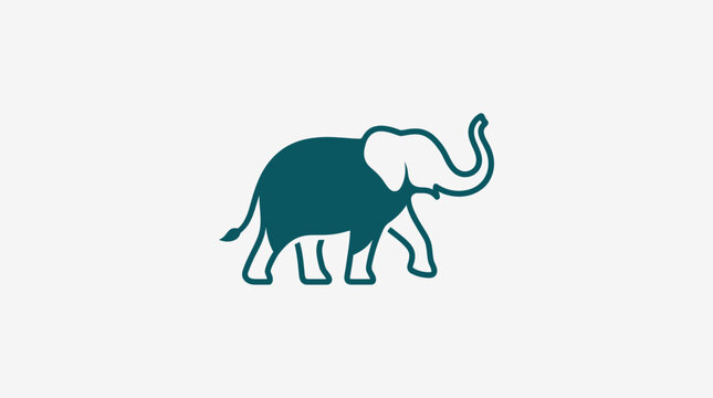 Minimalist Elephant Icon Silhouette on White Background