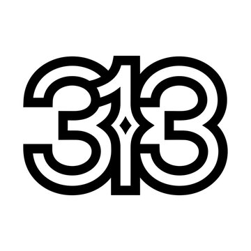 Modern Geometric Number 313 Logo Design
