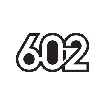 Modern Number 602 Logo Design, Bold Typography, Graphic Element, Isolated on White