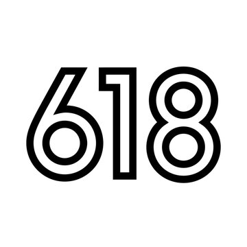 Modern Graphic Design: Bold Number 618 in Black and White