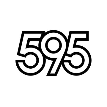 Modern stylized number 595 logo design, unique graphic element, black and white