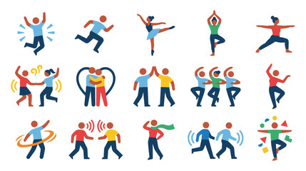 Modern flat icons set of people in various physical activities dancing and social connection. © KALPANA AKTER