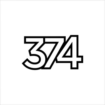 Number 374 Graphic Design, Bold Font, Clean White Background