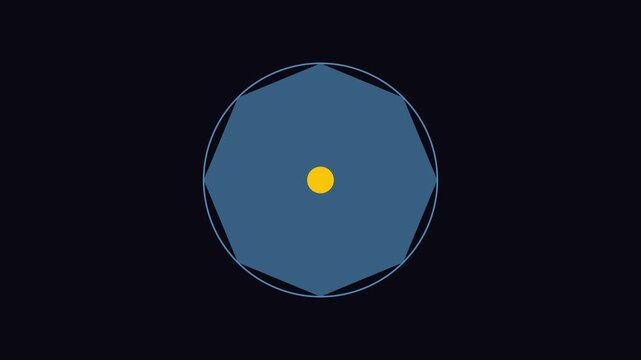 Minimalist abstract geometric animation with rotating blue octagon and yellow circle 4k motion background