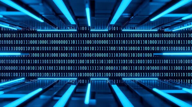 Abstract digital binary code corridor