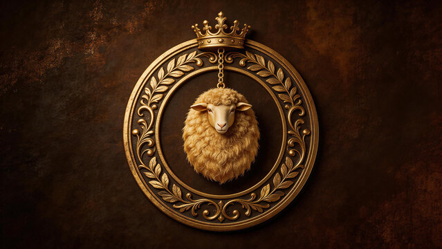 Decorative sheep head with crown
