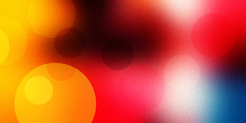 Vibrant abstract composition with glowing colorful bokeh circles over dark background featuring soft noise and intense light. © SmartVector Studio