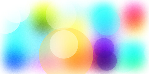 Vibrant bokeh background featuring overlapping colorful circles and soft light spots with a grainy artistic digital texture. © SmartVector Studio