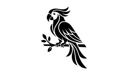 Fototapeta premium Modern Black Tropical Parrot Silhouette Minimal Flat Vector Design